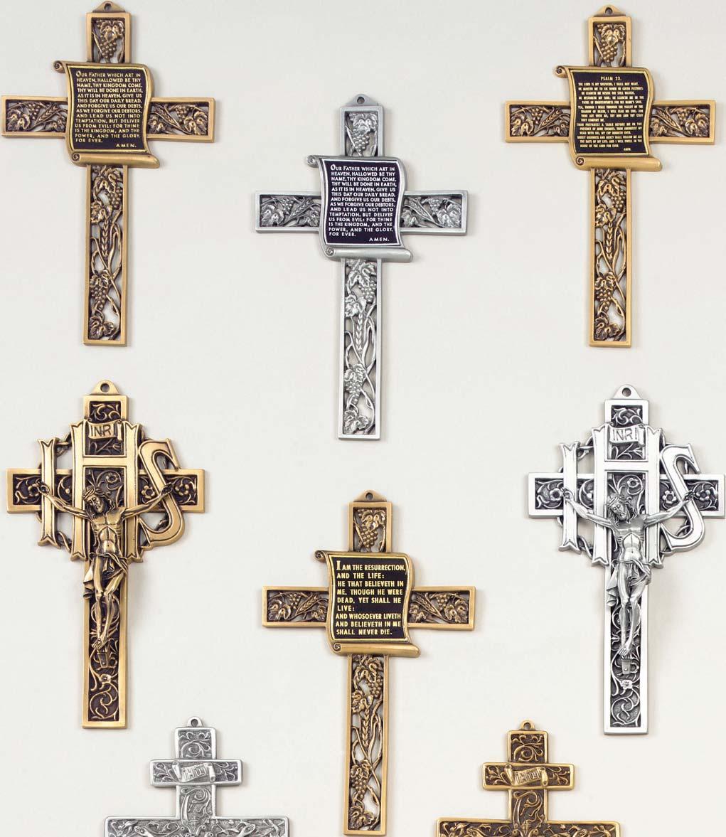 Antique Bronze Also Available JC-746-E Cross Resurrection Prayer C234/850-K 9" Pewter Crucifix