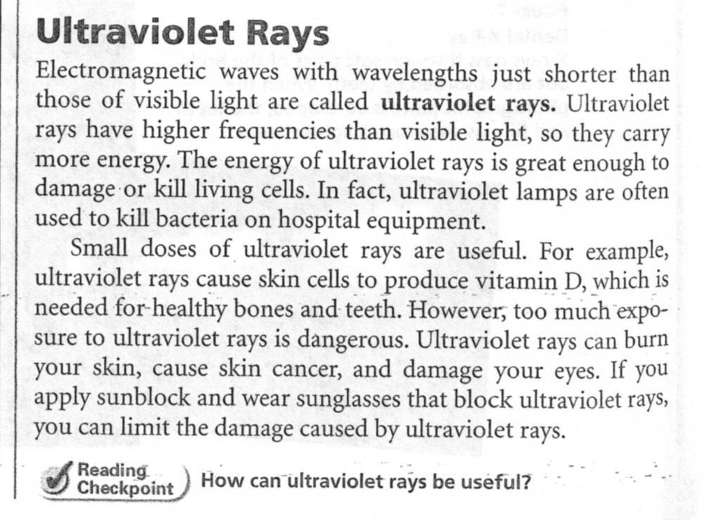ULTRAVIOLET Often called black light, ultraviolet radiation is invisible to the human