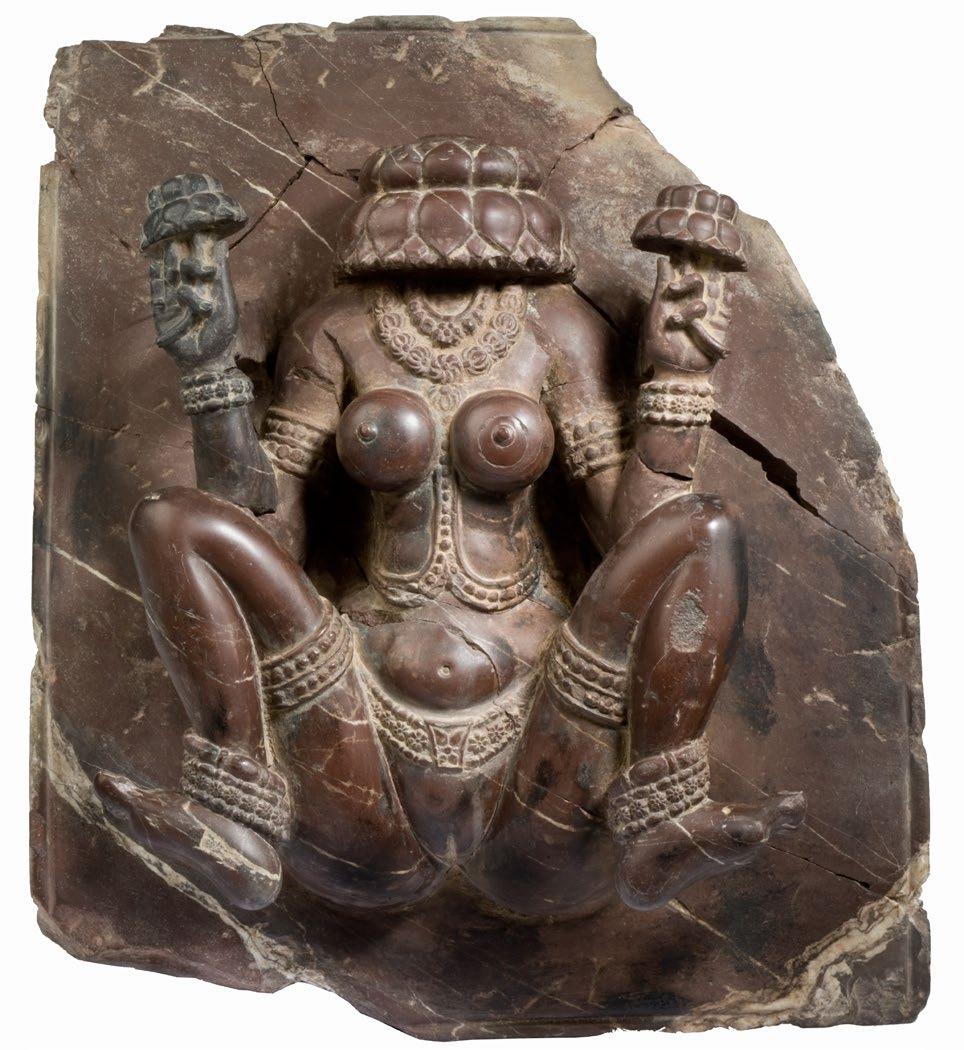 7 MARBLE PLAQUE CARVED WITH THE GODDESS LAJJA GAURI ca.