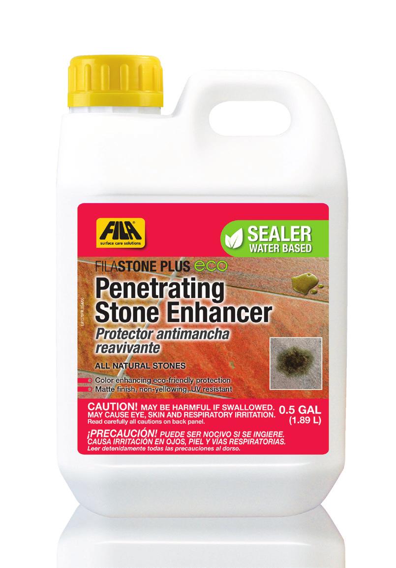 Penetrating Stone Enhancer FILASTONE PLUS ALL NATURAL STONES Protects and enriches the original color of polished, honed, textured and tumbled natural stone.