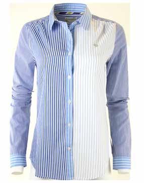 Contrast left chest embroidery CLOVELLY CLASSIC SHIRT S8W621L ROUGE STRIPE, WHITE OR
