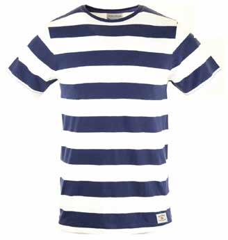 stripe and printed logo to left TEIGNMOUTH DOUBLE STRIPE T-SHIRT S8J705M PERIWINKLE BLUE 100% Cotton