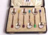 12 to 21 No Lots 22 Set of six Birmingham silver coffee spoons in case, retailed by William Egan & Sons, Cork, 30-40 23 29 30 Two silver sugar tongs, one bright cut, 46g, 20-30 24 25 26 27 Set of six