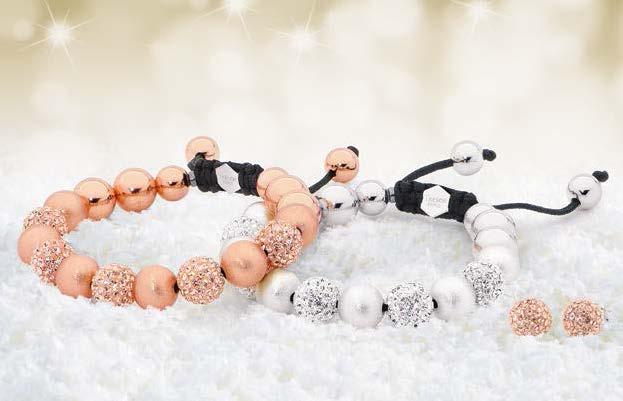 Love Christmas $29 10mm Crystal and Stainless Steel Stud Earrings SJ0328 10mm Frosted Stainless Steel Rose Coloured Bracelet with Crystals SJ0270 10mm Frosted Stainless Steel Bracelet with White