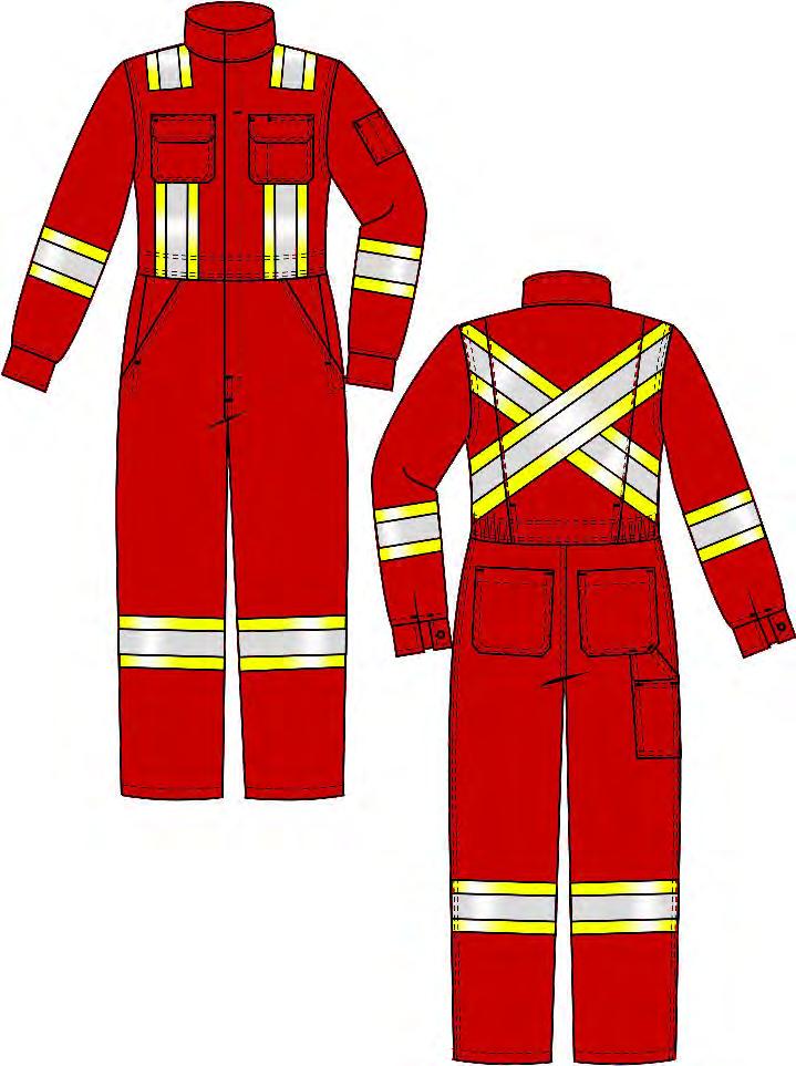 LADIES COVERALL - HI-VIS X165LAM7 Hi-Visibility Ladies Unlined Deluxe Coverall red royal grey 7 oz.
