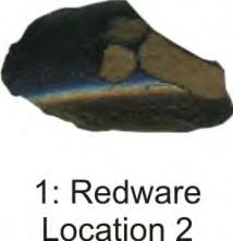 Redware One piece of redware was recovered during the Stage 4 excavation of Location 2 (BhFw-21) (Plate 24:1).