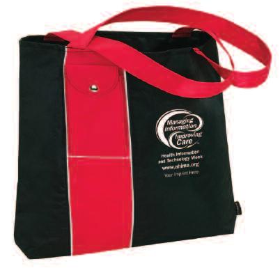 Personalized (Minimum order: 24) Black totes display a one-color event logo and Choose red or navy trim. #382641p 24 47 $9.75 ea. 48+ $9.50 ea.