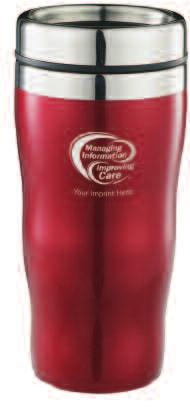 capacity, an easy-grip design, a stainless-steel rim and lid, and a rubberized skid-proof bottom. Color: Red tumbler displays a silver #382640 1+ $8 ea.
