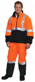 The outer jacket and trousers are manufactured from premium heavy duty breathable fabric, the treatment provides flame resistance and anti-static protection and are in 2 tone orange/navy.