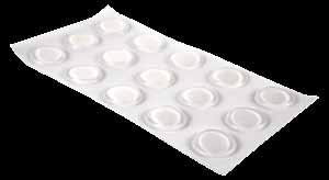 Gel Pads & Sheeting Gel Dots Self-adhesive backing allows for use with most materials (not skin) Gel dot is 1/8 (3mm)