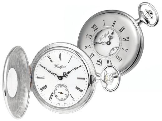 ID: Chrome Plated - 1062 (m) Sterling silver, Swiss made, Woodford pocket watch with