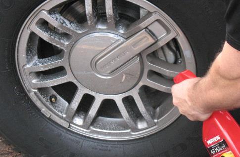 Sharp dressed tyre If you're using soapy water to scrub the tyres sidewalls, a firm nylon or natural bristle