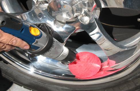 Keep rolling Don't let wheel polish dry on the wheel. Wipe it off immediately.