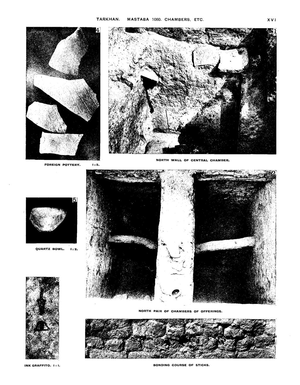 TARKHAN. MASTABA 1060. CHAMBERS, ETC. XVI FOREIGN POTTERY. 1:Z. NORTH WALL OF CENTRAL CHAMBER.