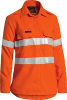 10 PPE 1 (HRC 1) tecasafe plus 580 BL8097T womens tencate tecasafe plus 580 Taped hi vis lightweight fr vented shirt Sto-nor 9801 FR Reflective taped hoop pattern around body Concealed press snap