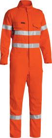 12 PPE 1 (HRC 1) tecasafe plus 580 BC8185T tencate tecasafe plus 580 taped hi vis lightweight fr non vented engineered coverall Sto-nor 9801 FR Reflective taped hoop pattern around body and lower leg