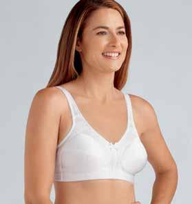 Sizes 34-52 B, C; 36-46 D, DD Hooks 3 rows: 34-46 B; 34-46 C; 36-38 D 4 rows: 48-52 B,C; 40-46 D; 36-46 DD Material 45% Nylon, 43% Polyester, 12% Spandex Ideal for full breast shapes Adjustable rigid