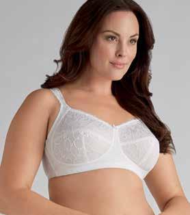 Bella SOFT CUP Style 2114 White Pearl Beige Fit Average Sizes 34-42 A; 34-44 B; 34-46 C; 36-46 D Hooks 2 rows: 34-38 A, B; 34 C 3 rows: 40-42 A; 40-44 B; 36-38 C 4 rows: 40-46 C; 36 D 5 rows: 40-46 D