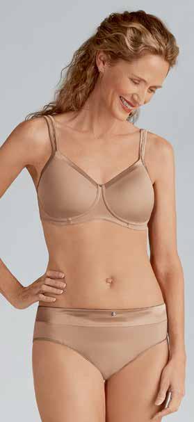the body for a seamless sihouette Soft padded tapered straps for comfort and support Adjustable elastic straps *phase-out, while quantities last Lara Satin Padded SOFT CUP Style 44214 Nude Fit Sizes