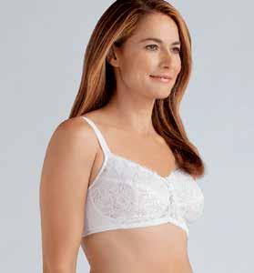 Amoena EVERYDAY permanent collection LINGERIE & SPORTS BRAS Rebecca UNDERWIRE Lacy full fit support Style 0807 White 0972 Black Fit Average/Full Sizes 34-48 B, C, D; 36-46 DD Hooks 2 rows: 34-38 B;