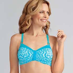 Permanent Swimwear Collection Hawaii SB Top Style 70804 Turquoise/White Sizes 6 16 A; 8 16 B, C, D Material 82% Nylon, 18% Spandex TOPS & SWIMWEAR Fresh and lively all over print Solid