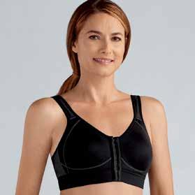 Spandex Modern athletic design with molded, seamless cups Breathable synthetic fabrics; mesh on side and back help with moisture evaporation Wide padded and adjustable straps Frances Post-Surgical