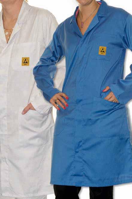 Garments ESD LAB COATS These garments are manufactured using a static dissipative material for use in ESD protected areas.