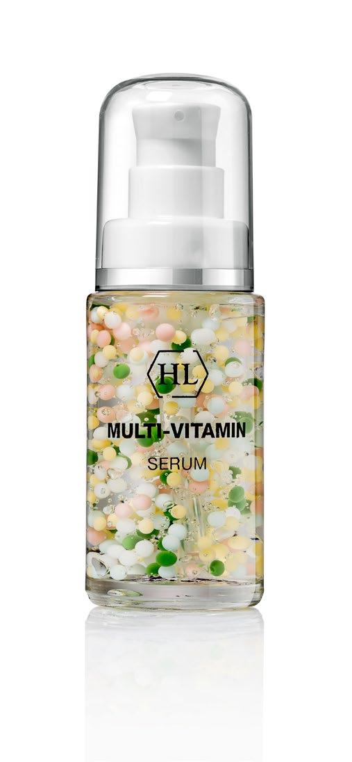 PRODUCT SPOTLIGHT MULTI VITAMIN SERUM DESCRIPTION: Unique topical serum with encapsulated active vitamins A, C, E, F in a soothing concentrated blend of plant extracts and vitamin H to help prevent