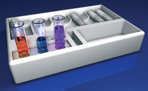 The uniform size of the vials is necessitated by the size of the labels containing the information required by