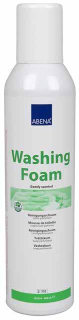 Art. no. 150224 Washing Foam Abena s Washing Foam is mild and soft with effective cleansing properties for personal hygiene. The Washing Foam is very easy to apply and gentle to the skin.