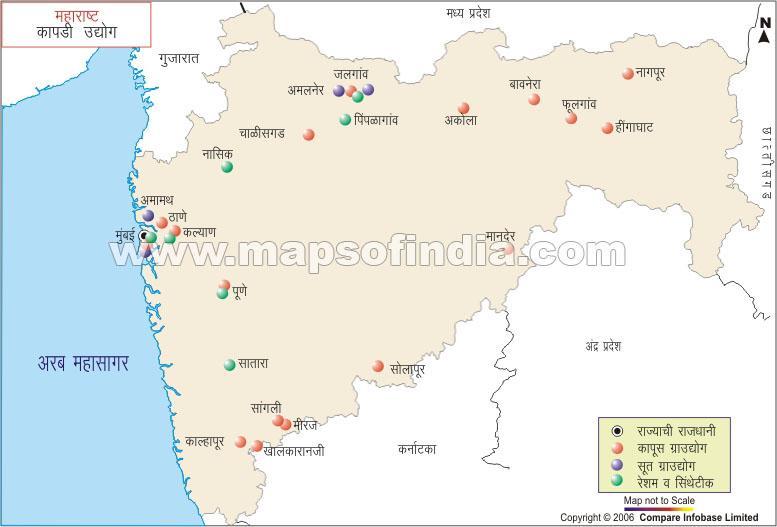 Chapter IV Wholesale Cloth Business in Maharashtra A Profile 129 Picture No.4.1 Textile map of Maharashtra (Source taken from www.mapsofindia.