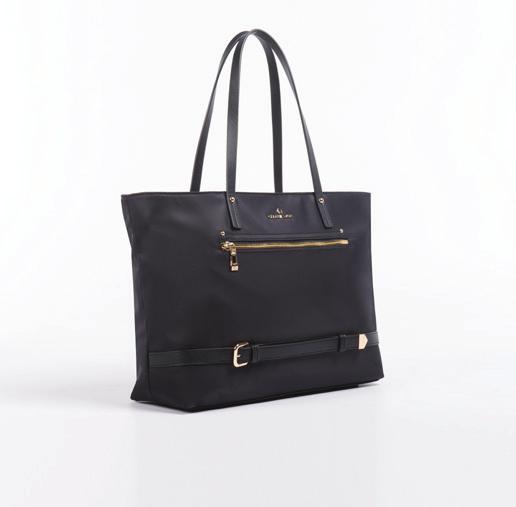 Presto Collection. Nylon and Saffiano leather-like trims. Totebag No. TTE5155 Black, Grey, Burgundy and Blue.
