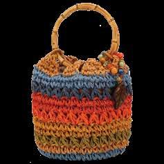 ABALONE BAG1178-MULTI Hand Crocheted Toyo Satchel with Bamboo