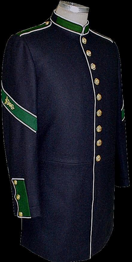 Indian War Period - 1872 thru 1884 Enlisted Dress Coats- Foot Page 13 #7222I 1872 Infantry Dress Coat with optional Sgt Major s Chevrons and 20 Year Service Stripes.