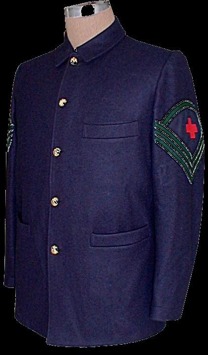 M-1874 Enlisted Fatigue Blouses come with branch of service colored piping around the collar and on the pointed cuff. Sleeves have 2 small buttons.