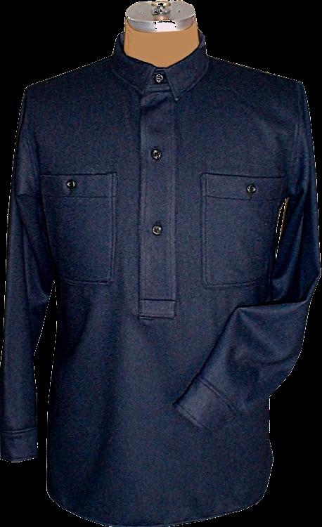 00 #8131 M-1881 Dark Blue Wool Flannel Over Shirt, rolling collar WITH Pockets (Specify Branch).. $199.
