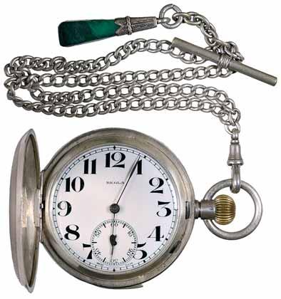 4126* Gent's silver hunter repeater pocket watch, Regla, Swiss made (53mm), c1900, white porcelain dial with black numerals, subsidiary seconds