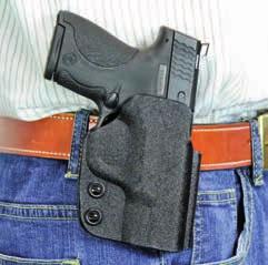 The front edge of the holster has an integrated Picatinny rail and cover.