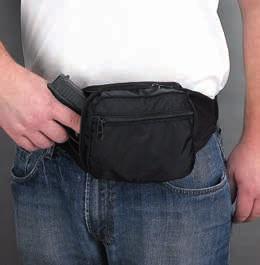 The holster insert with elastic retaining strap allows for safe and quick access.