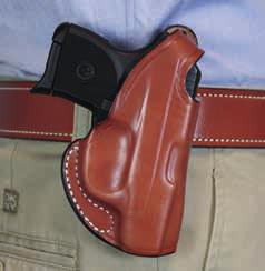 this twin 1 ¾ slotted pancake-style holster is fitted with an adjustable tension device.