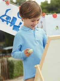 Sizes: XS to XL 63-417-0 KIDS 65/35 POLO Easy-Care 65% polyester, 35% cotton - 170gm/m 2 Colour - 180gm/m 2 Two-button fused placket with selfcoloured buttons and sewn-in spare