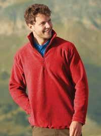 62-512-0 HALF ZIP FLEECE 100% polyester pill resistant fleece 300gm/m 2 n ow with cover stitching detail on hem and shoulder seams Self-coloured zip to front and