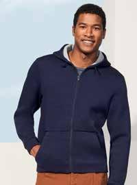 JACKETS 01646 VOLT UNISEX HOODED JACKET neoprene piqué 380 gsm 83% polyester - 13% viscose - 4% elastane Zip opening 2 kangaroo pockets Drawcord and stoppers at hood Ribbed cuffs and bottom 2 pockets