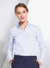 SHIRTS & KNITWEAR 01651 BEVERLY WOMEN Poplin 100% cotton 105 gsm Stripped Blue Dyed yarn stripes Close-fitting cut Small classic collar 7 white button placket 1-button cuffs