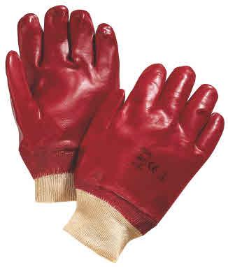 H121 proforce PVC Knit Wrist Glove Red PVC coating Knitted wrist for comfort Smooth finish Cotton lined /EN388