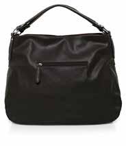 BACK VIEW 58052 Black leather-look handbag. White leather-look detail. Two front pouches with metal zip closure. Rhodium plated hardware. Central nylon zip.