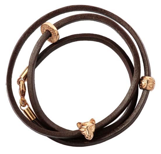 Bracelet ANT-058 Cocoa leather with 18ct Rose