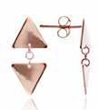 Gold Triangle Dangle Earrings TR025 Rose Gold Triangle Big Small