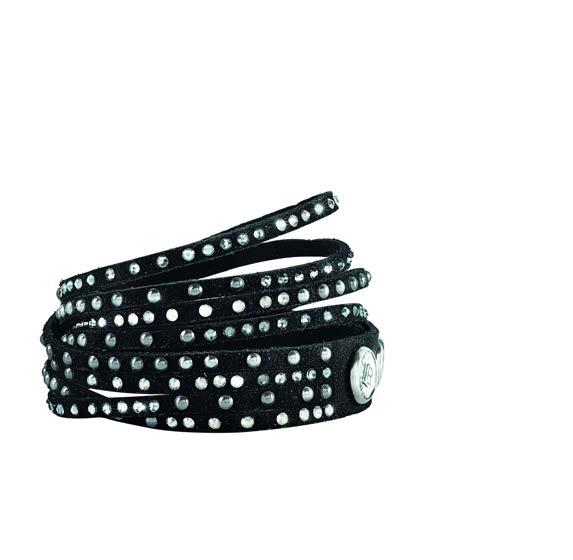 Caption: Sparkling gift idea: Alcantara bracelet decorated with Swarovski