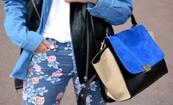 Blue print pant, handbag